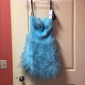 Sky blue homecoming strapless dress